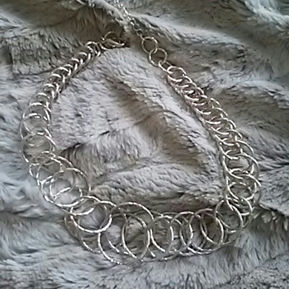 NWOT Silver multi ring necklace